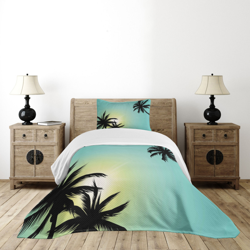 Hawaiian Miami Beach Sun Bedspread Set