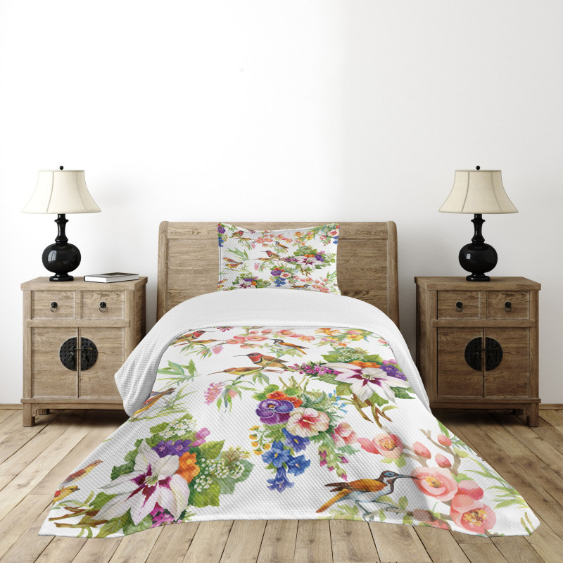 Exotic Spring Flowers Bedspread Set