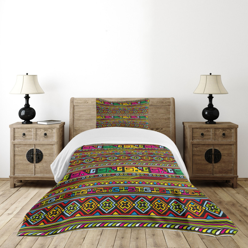 Colorful Borders Bedspread Set
