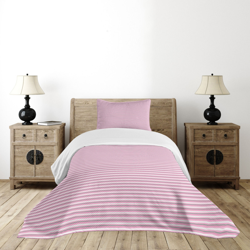 Pink Tones Stripes Bedspread Set