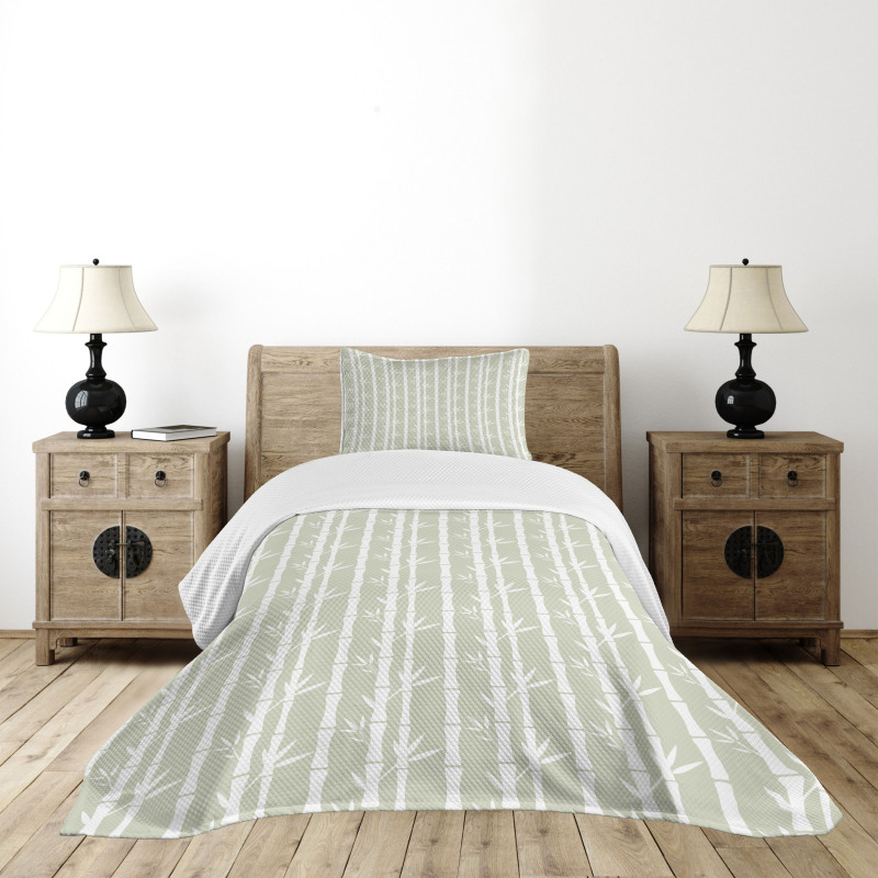 Bamboo Branches Leaves Bedspread Set