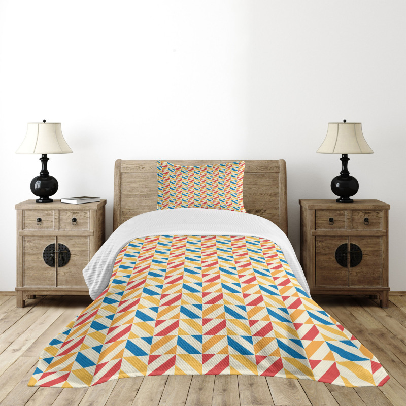 Diagonally Striped Squares Bedspread Set