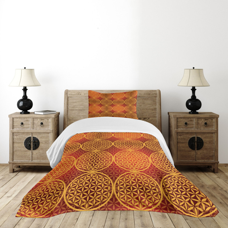 Flower Medieval Tones Bedspread Set