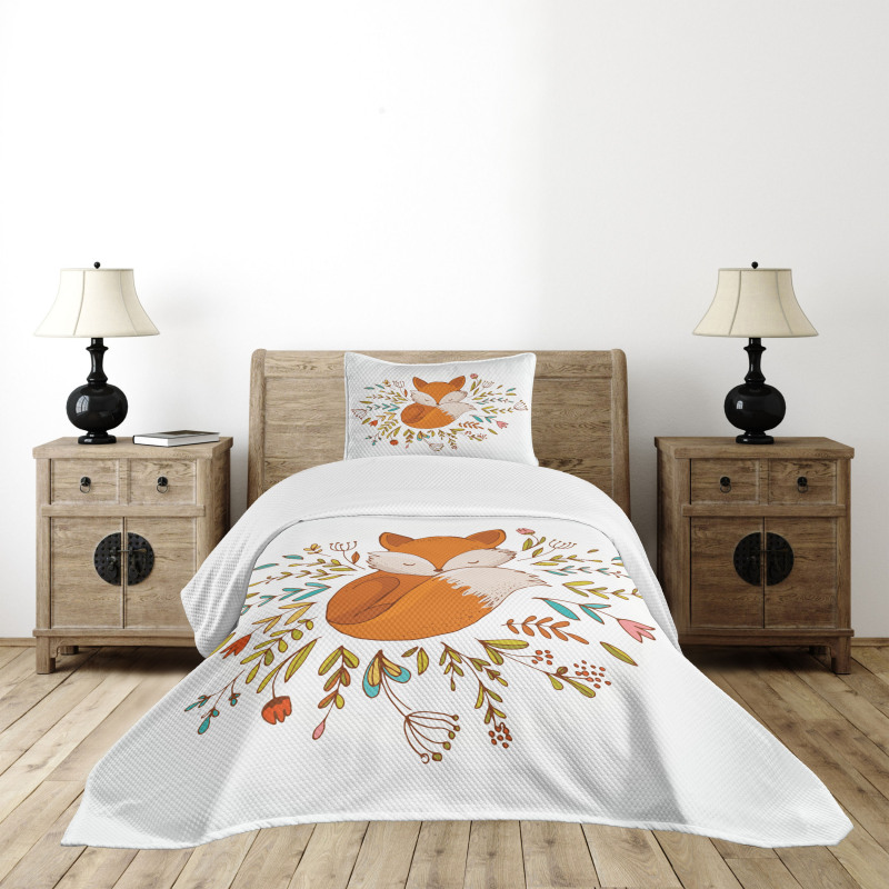 Baby Fox Flowers Bedspread Set