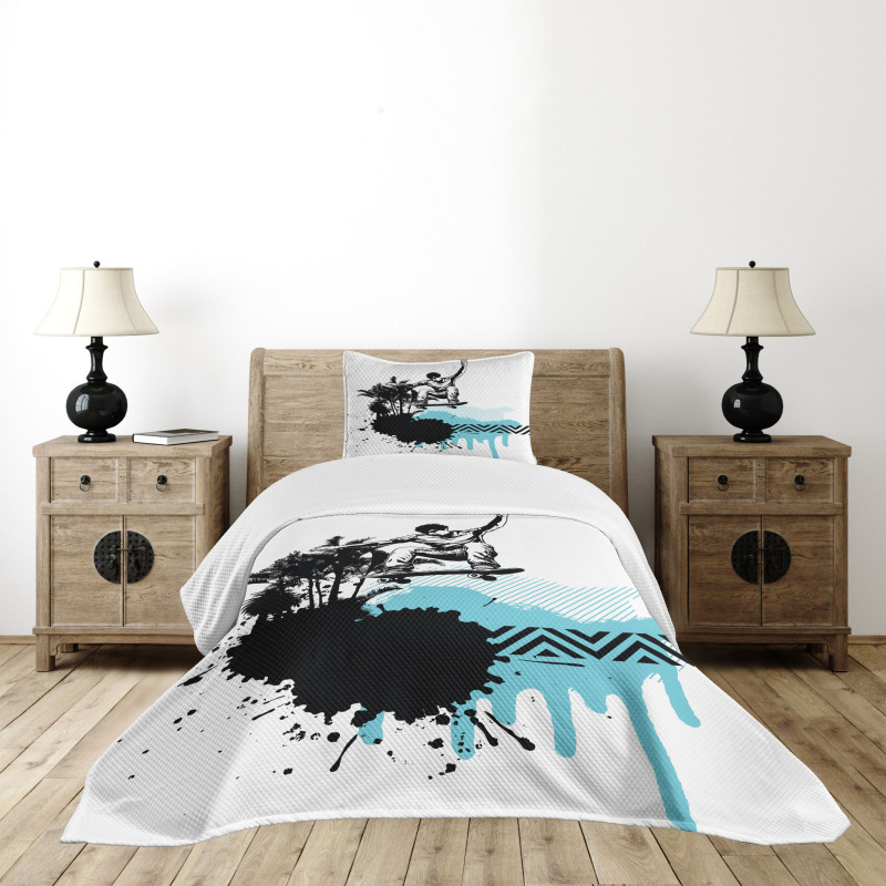 Young Boy Skater Exotic Bedspread Set