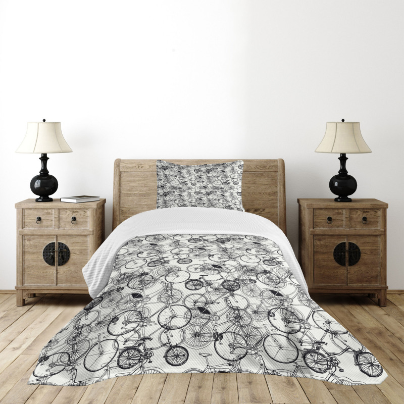 Vintage Retro Bicycle Bedspread Set