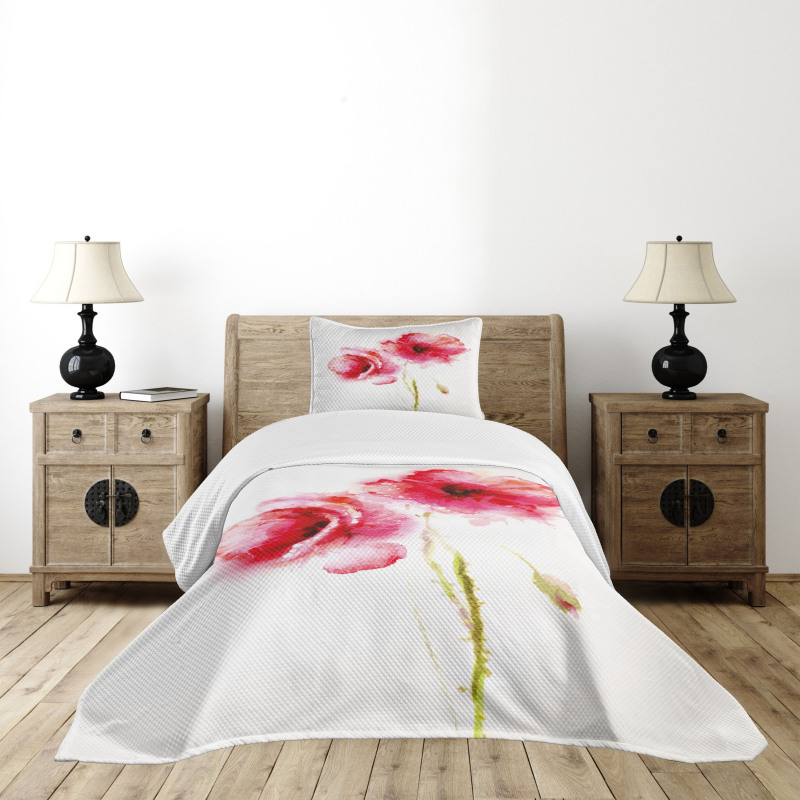 Garden Poppy Floral Bedspread Set