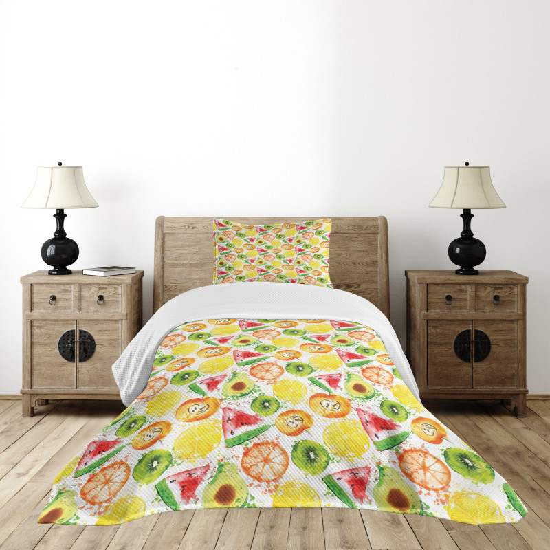 Watermelon Kiwi Avocado Bedspread Set