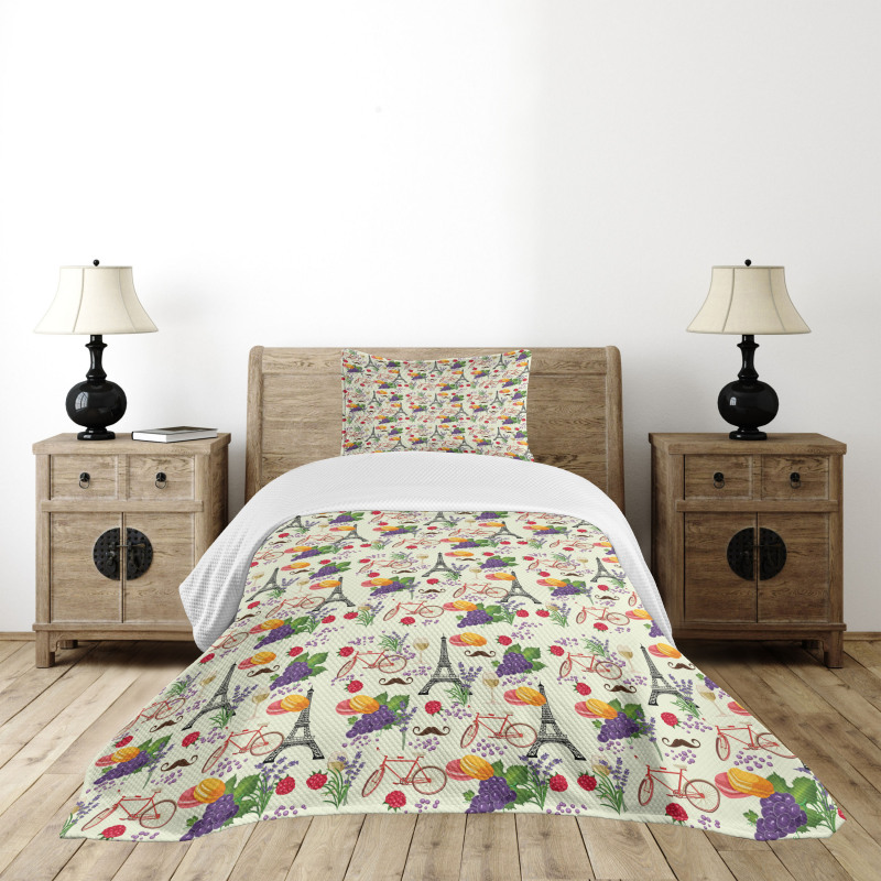 French Wine Macarons Bedspread Set