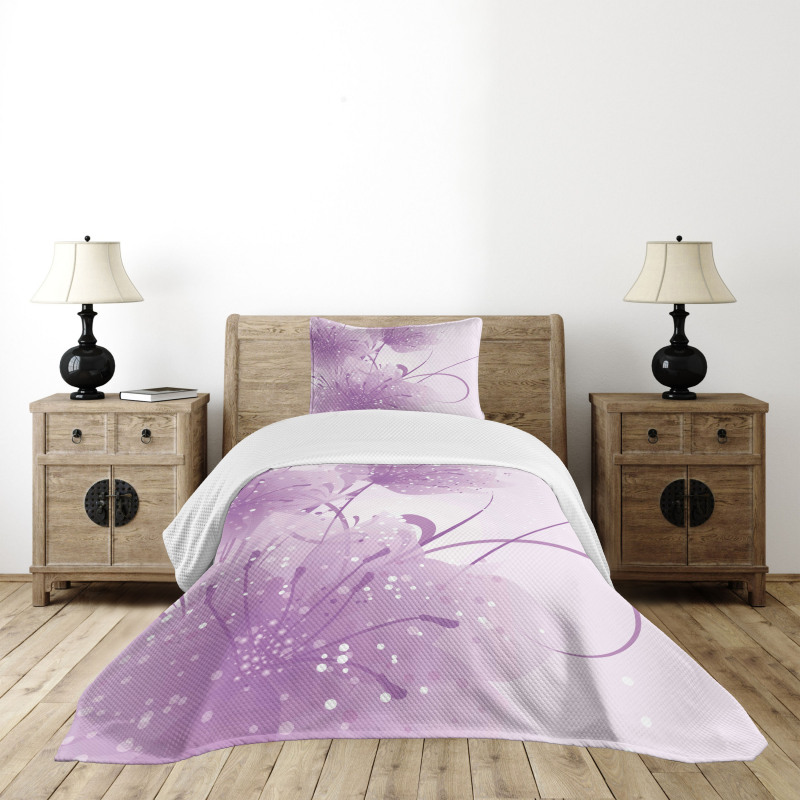 Vector Flowers Butterfly Bedspread Set