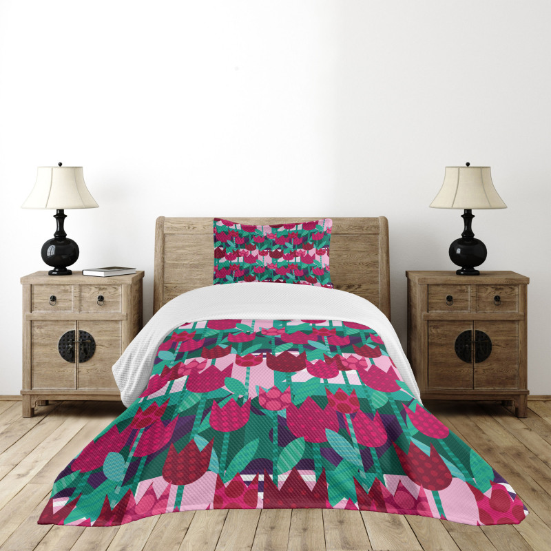 Abstract Tulips Flowers Bedspread Set