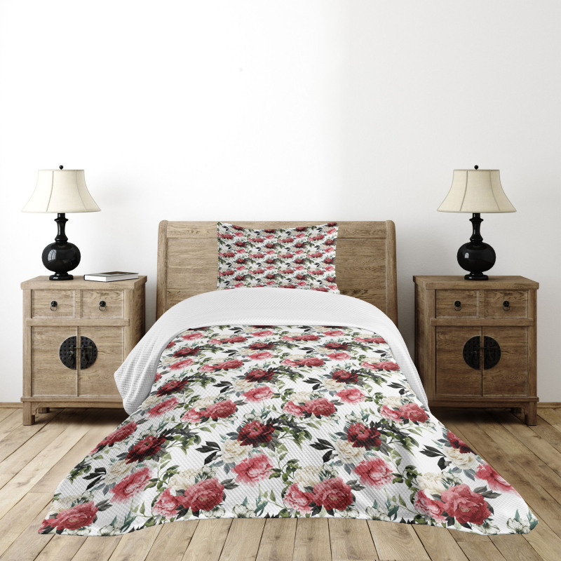 Flower Roses Buds Bedspread Set