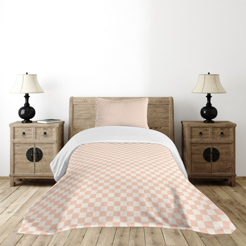 Modern Pink Squares Bedspread Set