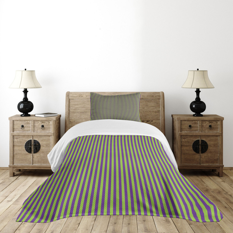 Blue Green Bold Stripes Bedspread Set
