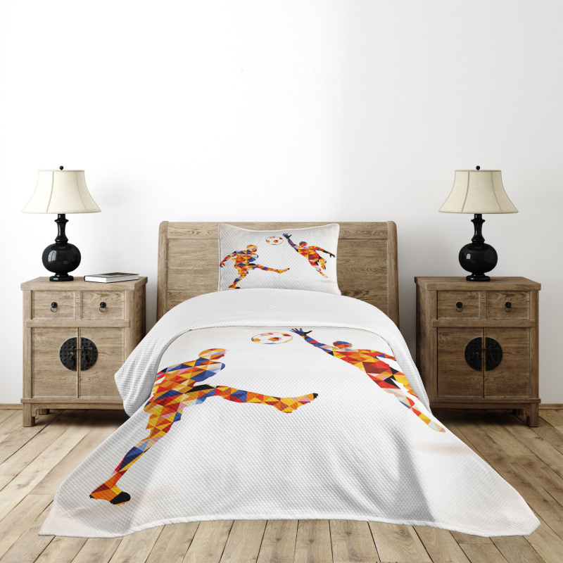 Colorful Footballers Bedspread Set