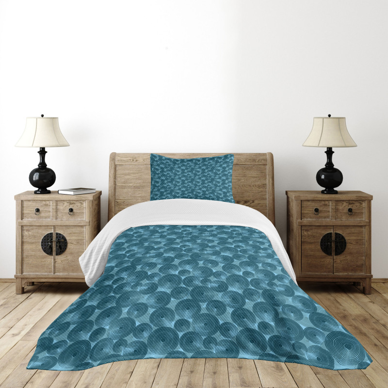 Circles Dots Rounded Tile Bedspread Set