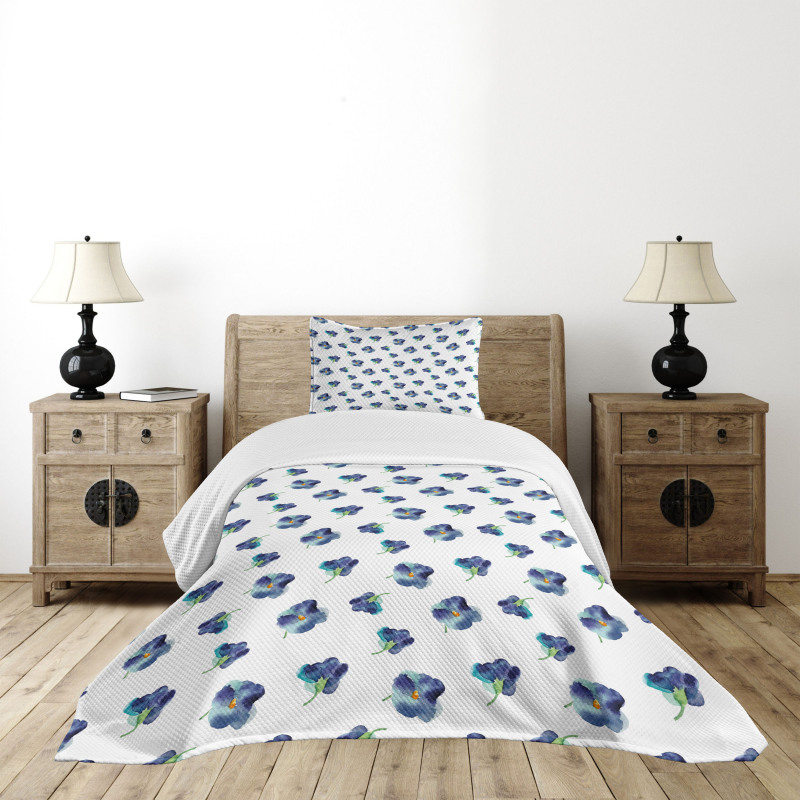 Watercolor Violet Blooms Bedspread Set