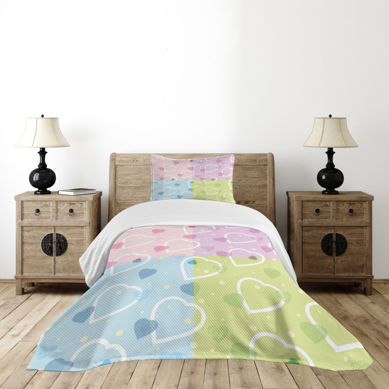 Hearts Dots Colorful Bedspread Set