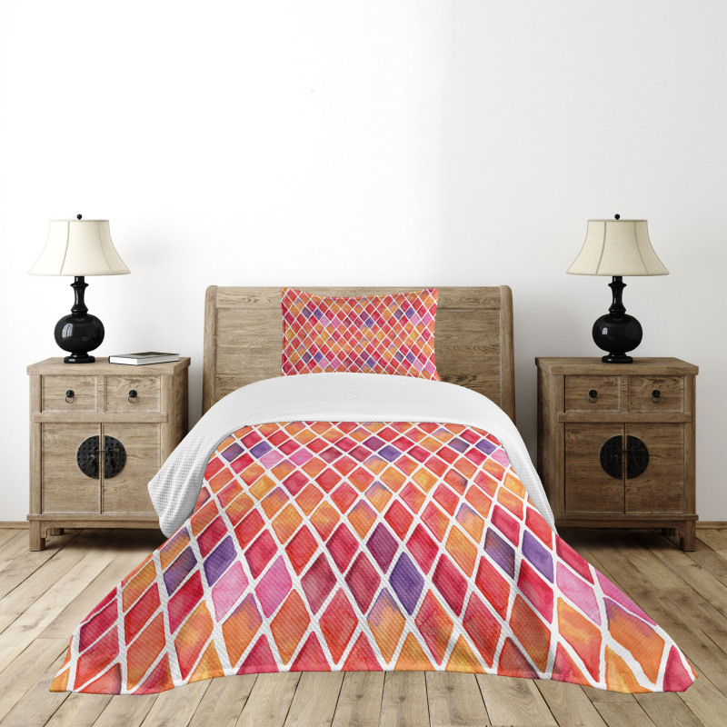 Diamond Shapes Mosaic Bedspread Set