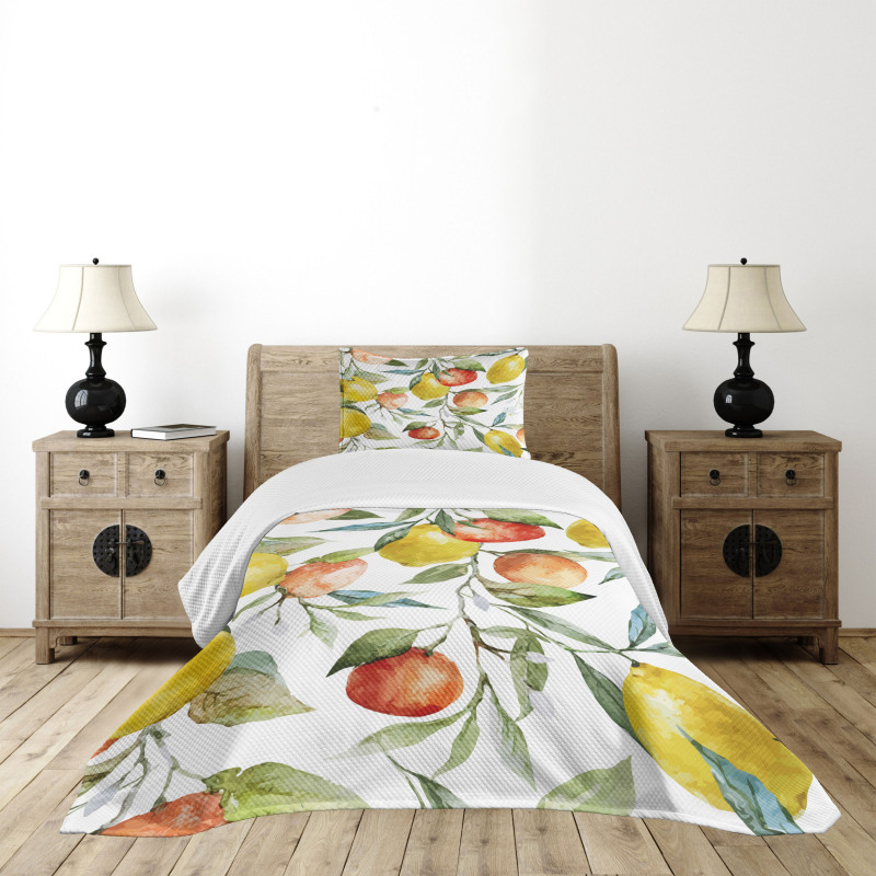 Orange Clementine Tree Bedspread Set