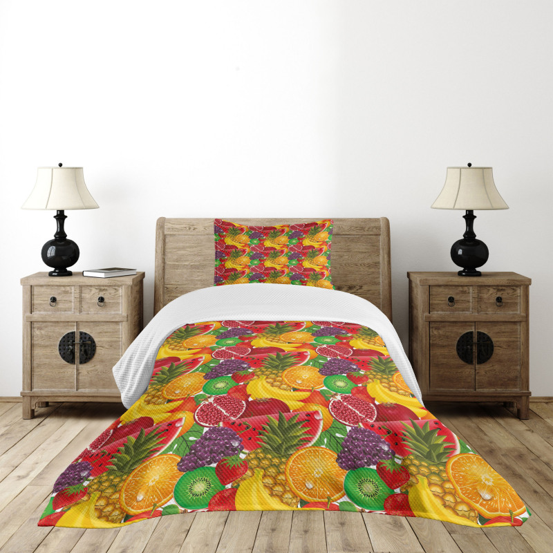 Tropical Fresh Fruits Bedspread Set