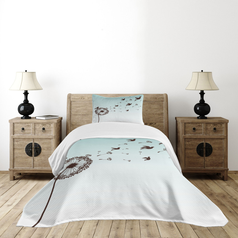 Dandelion Doves Bloom Bedspread Set