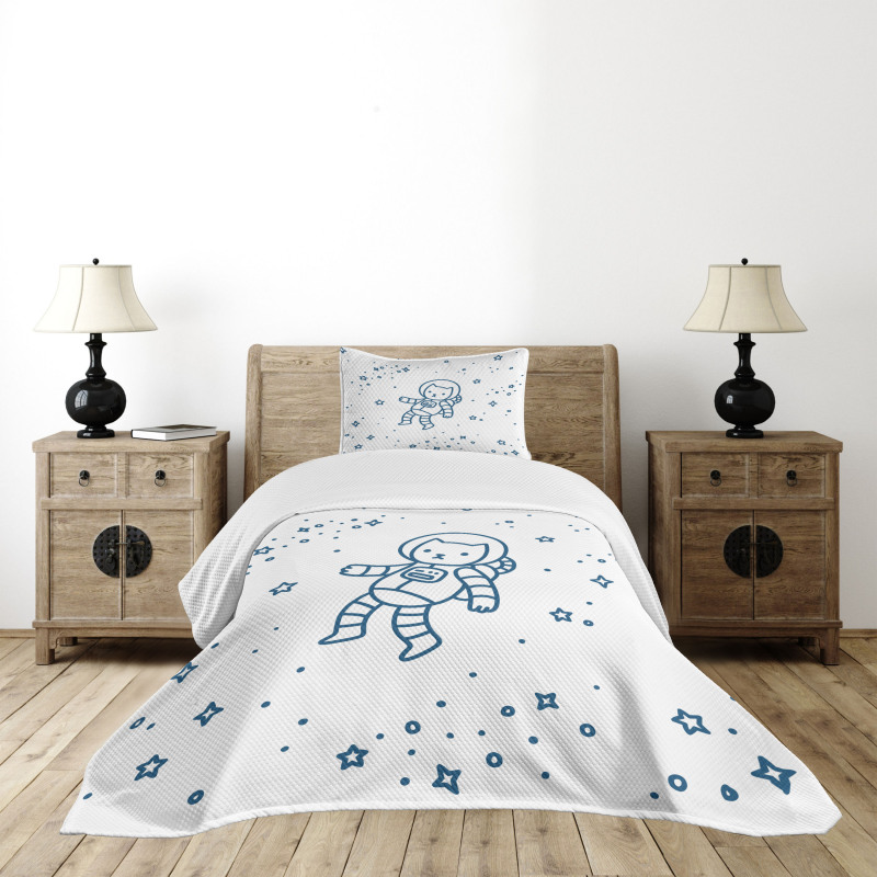 Astronaut Cat in Space Bedspread Set