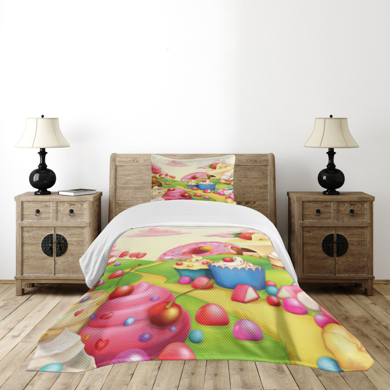 Yummy Donuts Land Bedspread Set