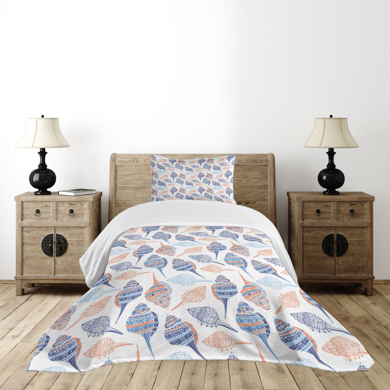 Abstract Marine Seashells Bedspread Set