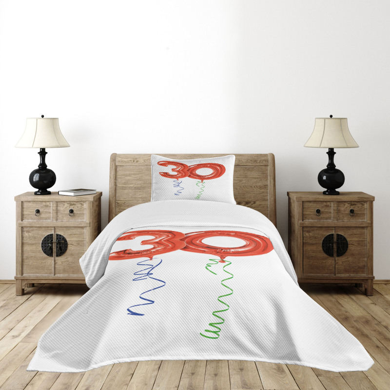 Red Balloons Ribbons Bedspread Set