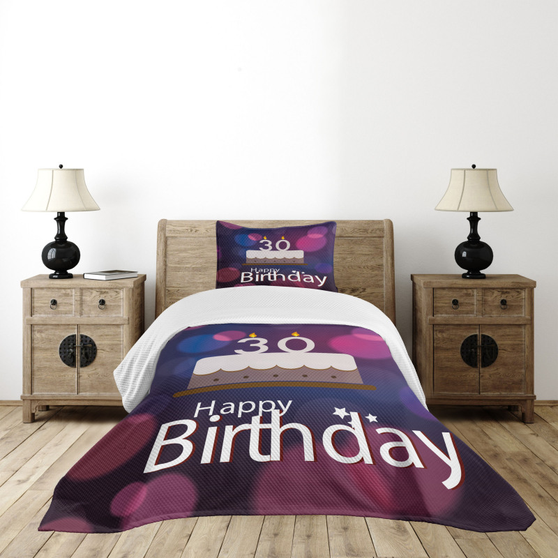 Birthday Cake Candles Bedspread Set