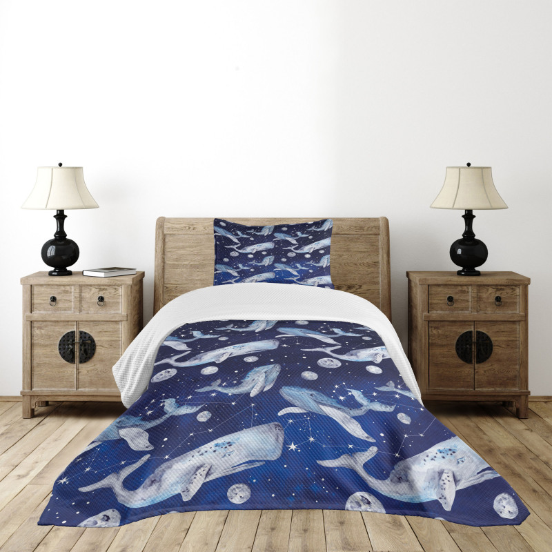 Whale Planet Cosmos Bedspread Set