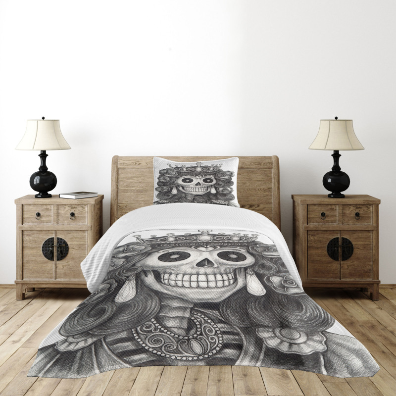 Dead Queen Folk Flowers Bedspread Set