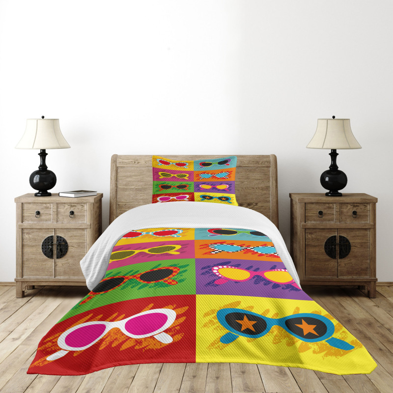 Colorful Pop Sunglasses Bedspread Set