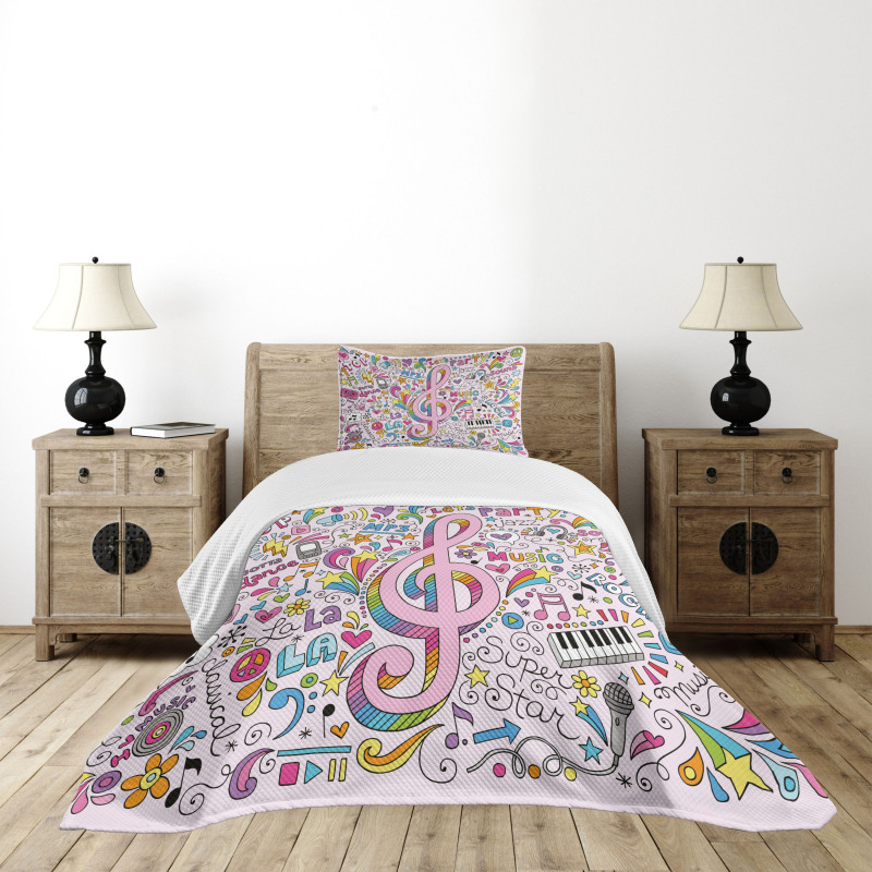 Music Clef Groovy Doodles Bedspread Set