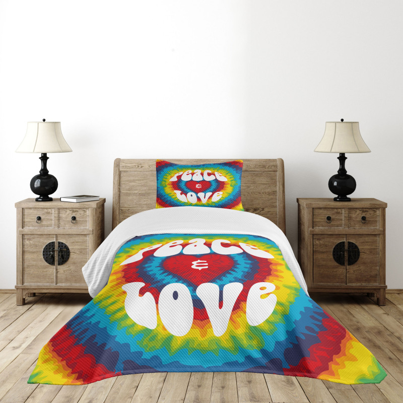 Groovy Hippie Rainbow Bedspread Set