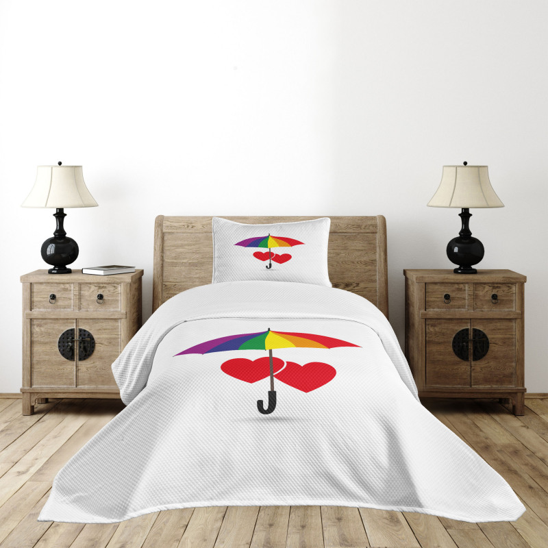 Hearts Umbrella Love Bedspread Set