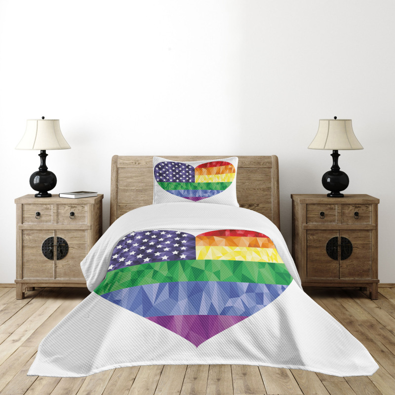 Heart Gay Flag Rainbow Art Bedspread Set
