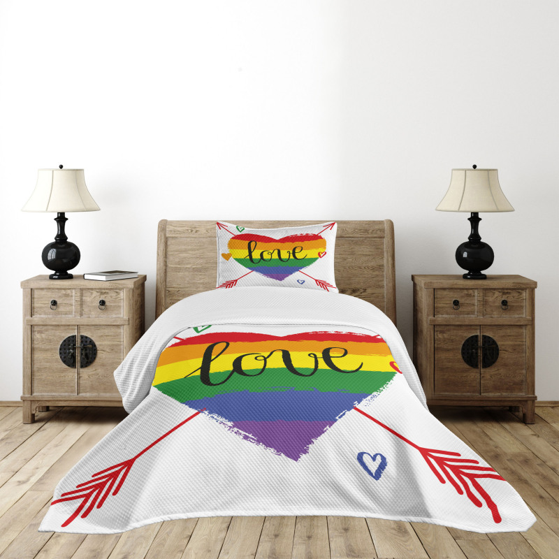 Heart Arrows Love Doodle Bedspread Set