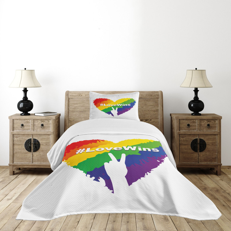 LGBT Colored Heart Bedspread Set