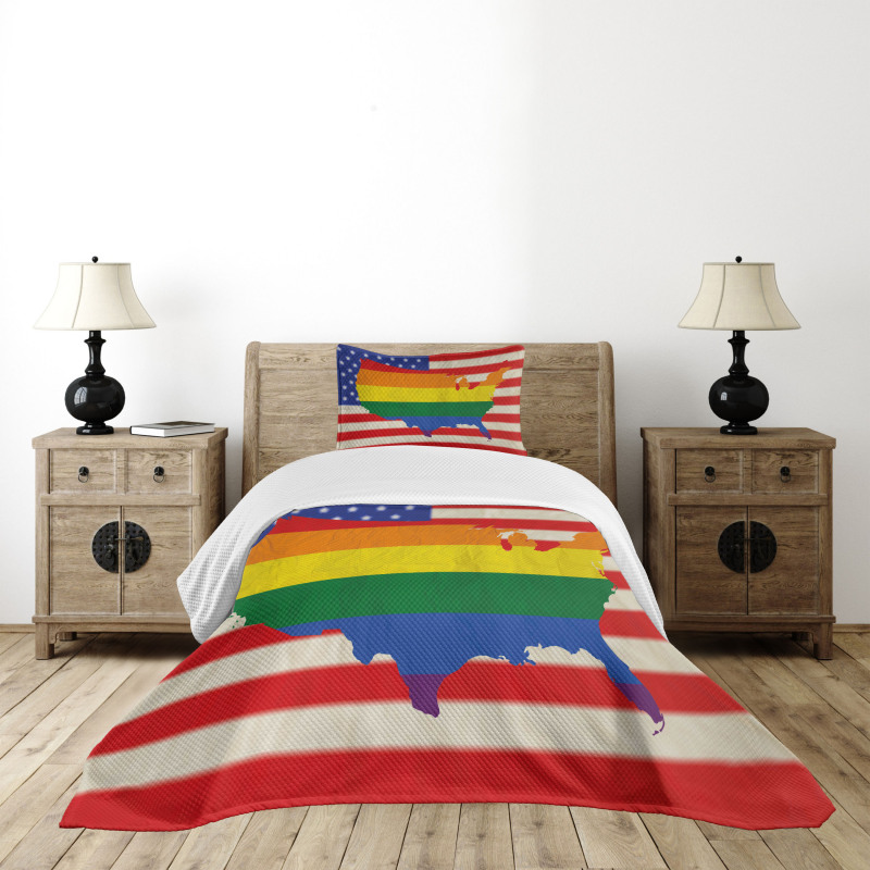 USA Flag Gay Rights Bedspread Set