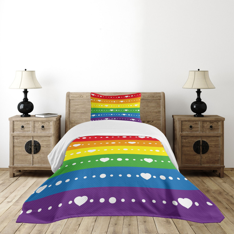 Gay Pride Flag Dots Bedspread Set