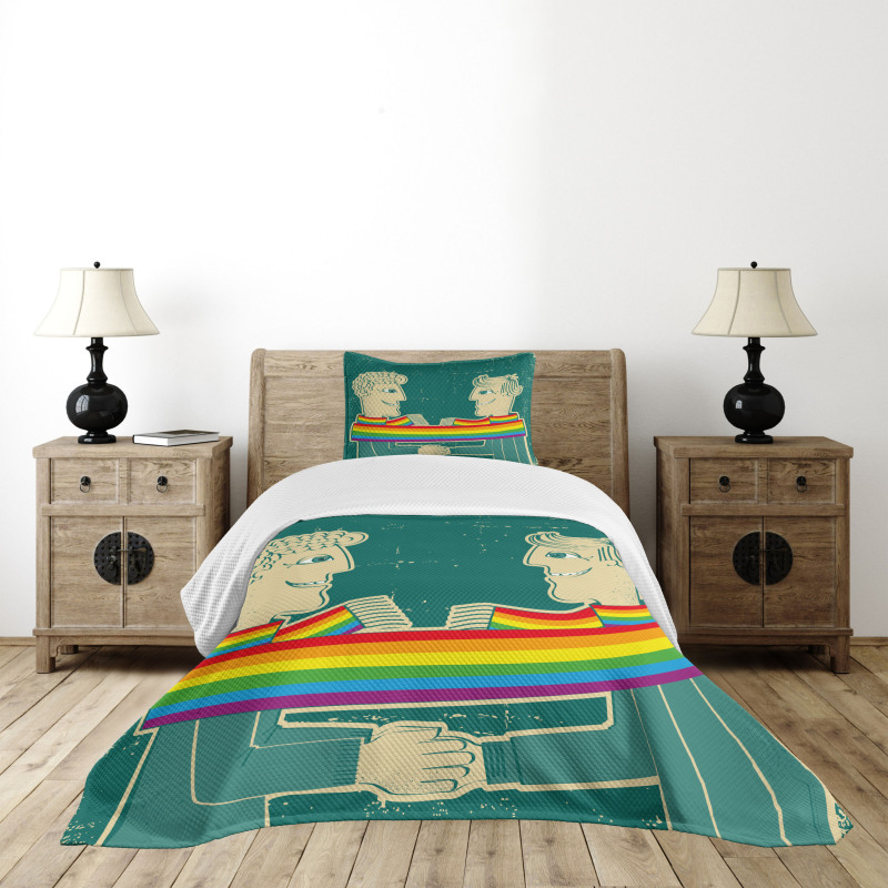 Gay Couple with Scarf Bedspread Set