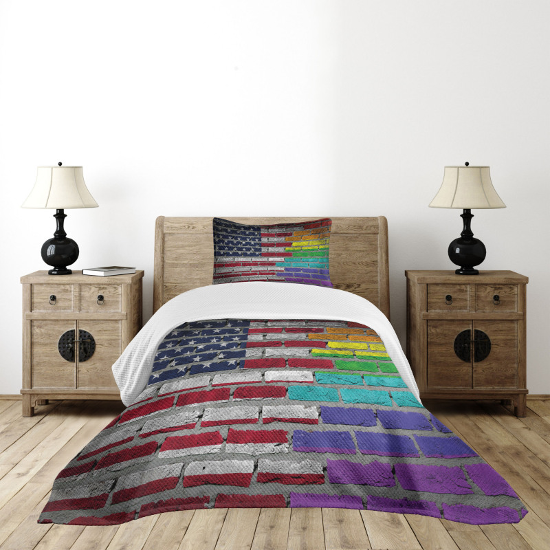 Brick Wall Pride Bedspread Set