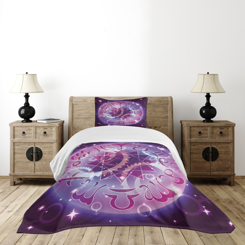 Zodiac Circle Space Bedspread Set