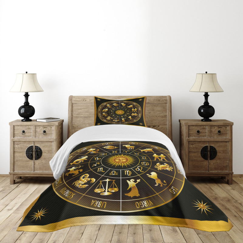 Signs Circle Sun Moon Bedspread Set