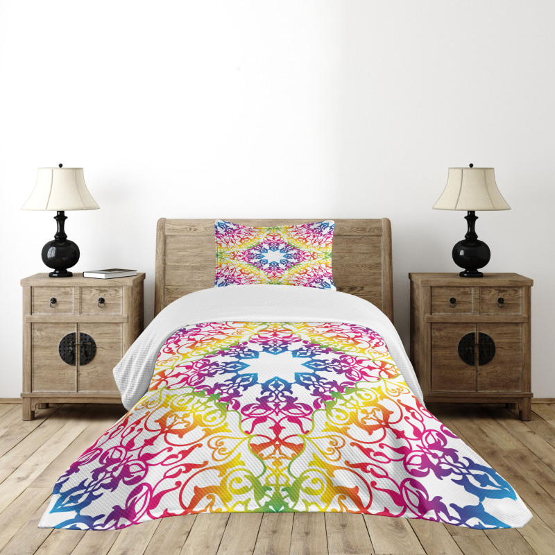 Abstract Lace Swirls Ivy Bedspread Set