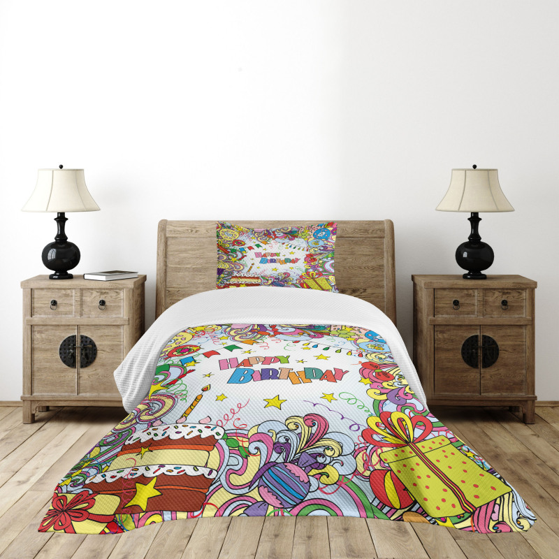 Colorful Cartoon Party Bedspread Set