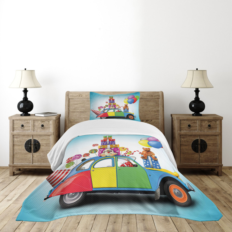 Car Hat Toys Lollipops Bedspread Set