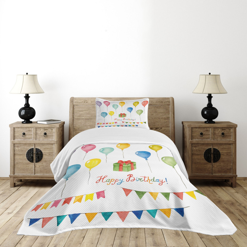 Watercolor Birthday Bedspread Set